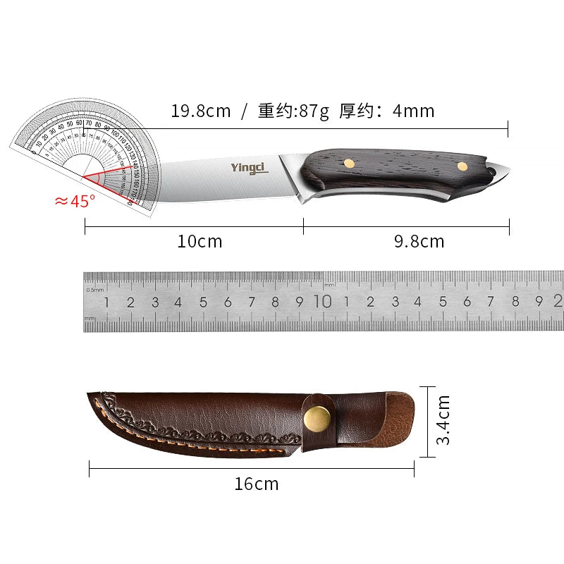 Forged Carbon Steel Kitchen Knife – Wood Handle & Sheath Kitchen Knife Axl