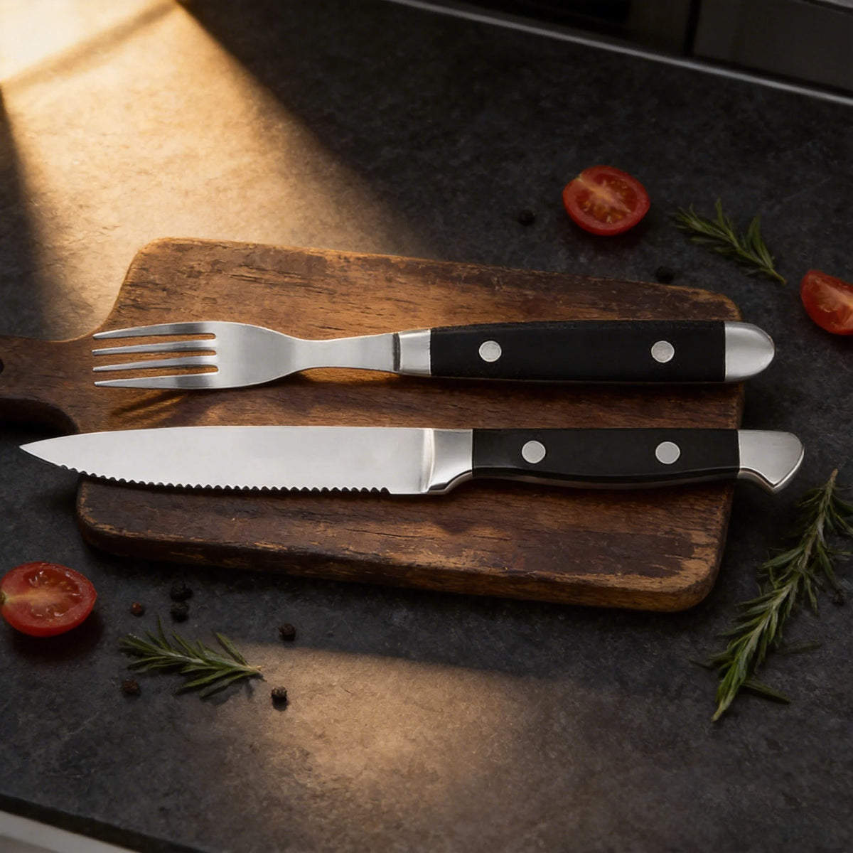 Stainless Steel Serrated Steak Knife & Fork Set – 1–8 Pieces Steak Knife Set Axl