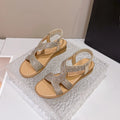 Women's Rhinestone Wedge Sandals – Slip-On Roman Summer Shoes Wedge Sandals Axl 39 Gold