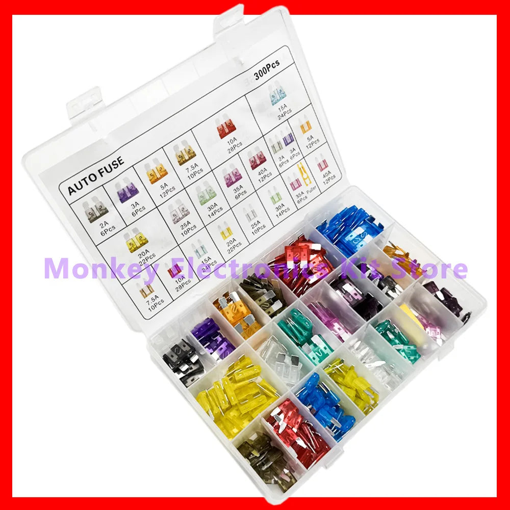 300 PCS Car Blade Fuse Kit 2A–40A | 11 Sizes + Storage Box Auto Fuse Kit Axl