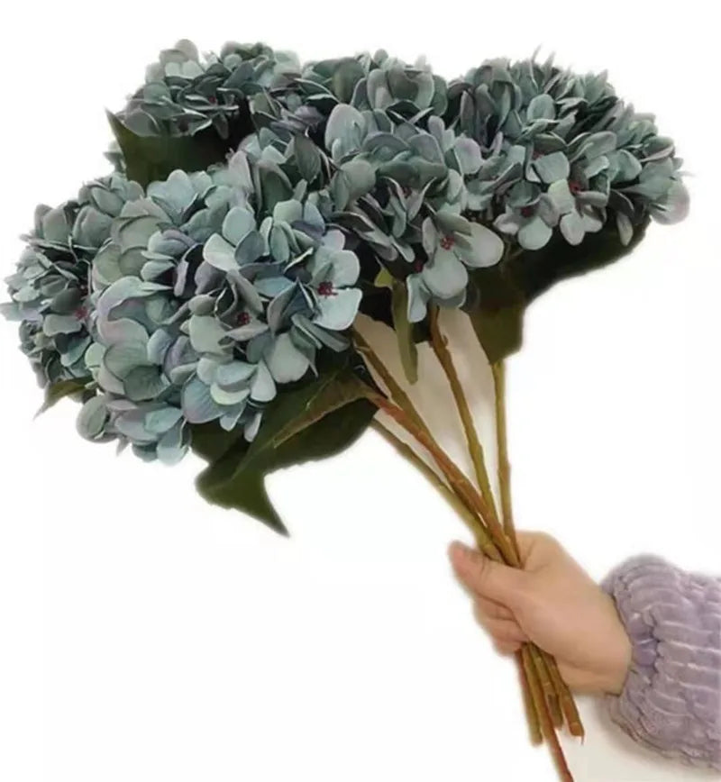 Faux Silk Hydrangea Stem – Autumn Colors | Wedding & Home Decor Artificial Flower Stem Axl Blue