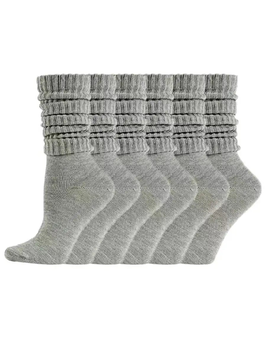 3 Pairs Women's Pleated Bubble Socks – Lolita Mid-Length Fashion Socks Axl One Size 3 pairs grey