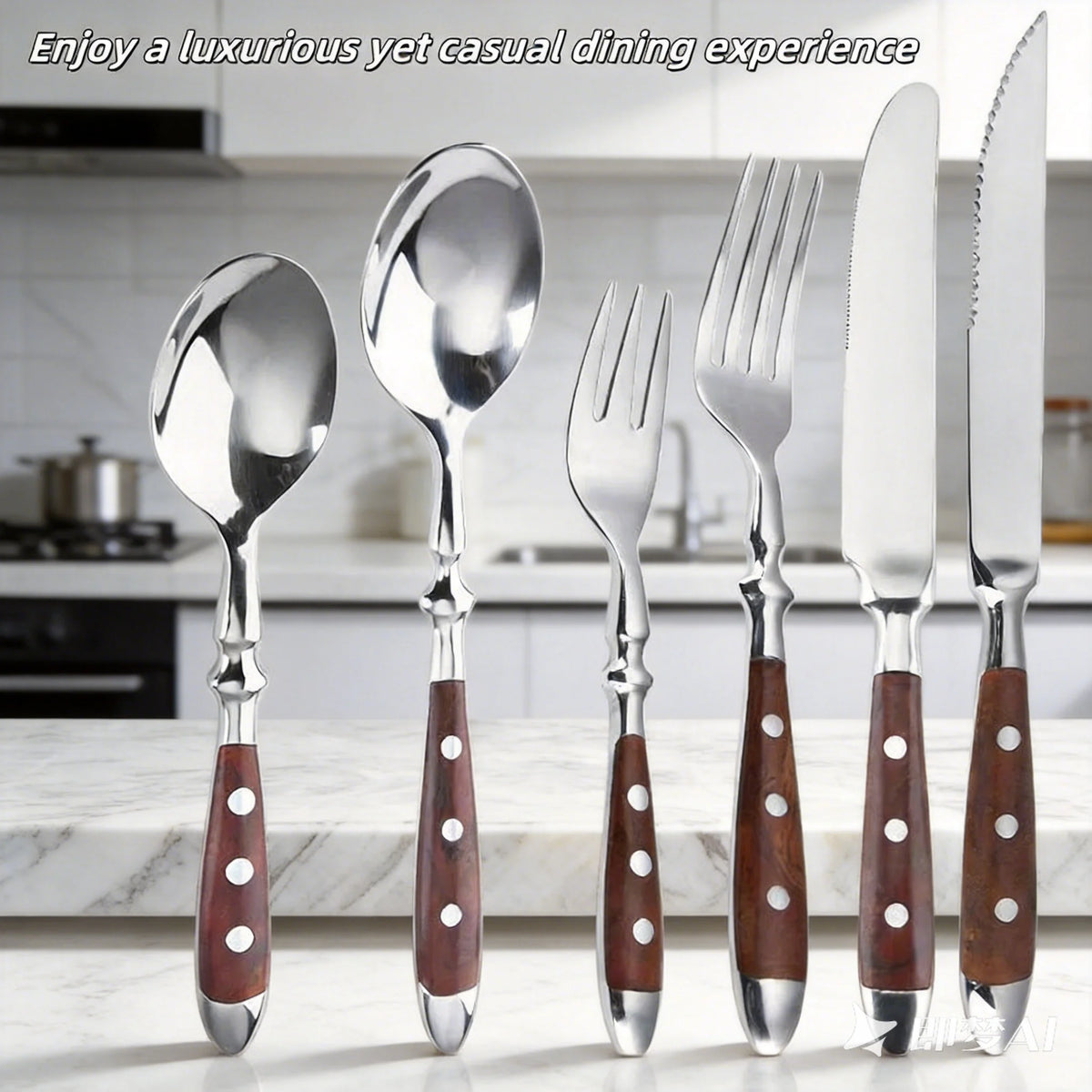 6-Piece Stainless Steel Flatware Set – Knife, Fork & Spoon Flatware Cutlery Set Axl