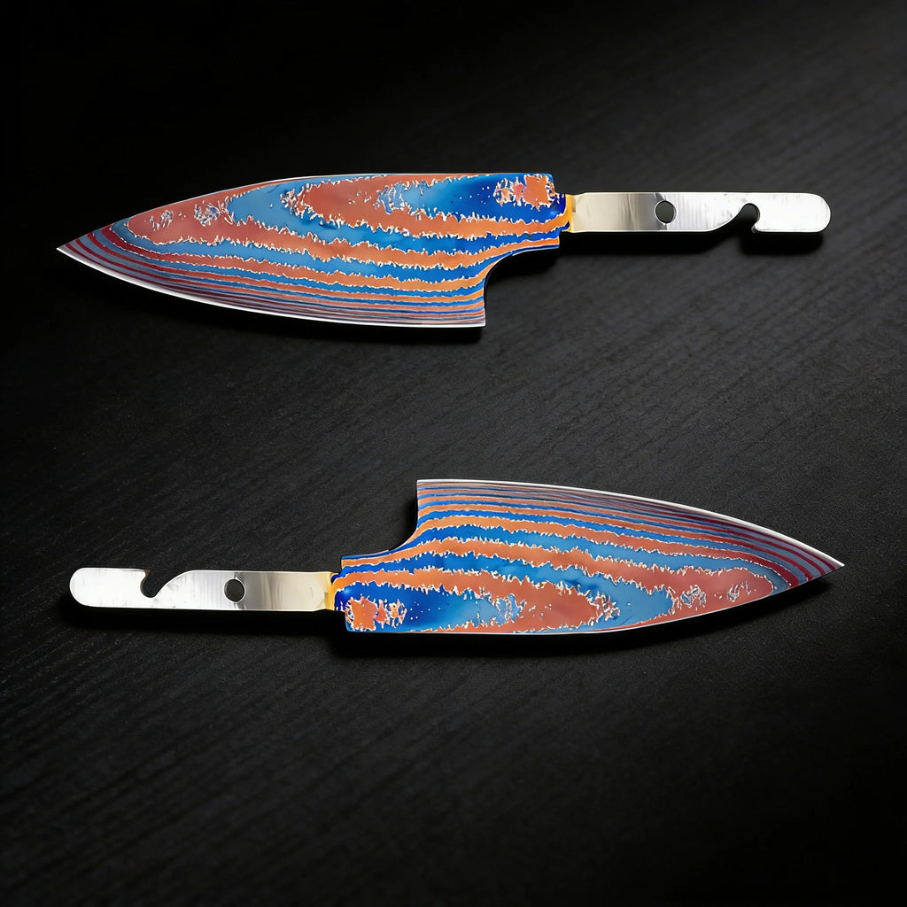 Hand Forged Titanium Damascus Blank Blade Fruit Knife – No Handle Blank Blade Knife Axl