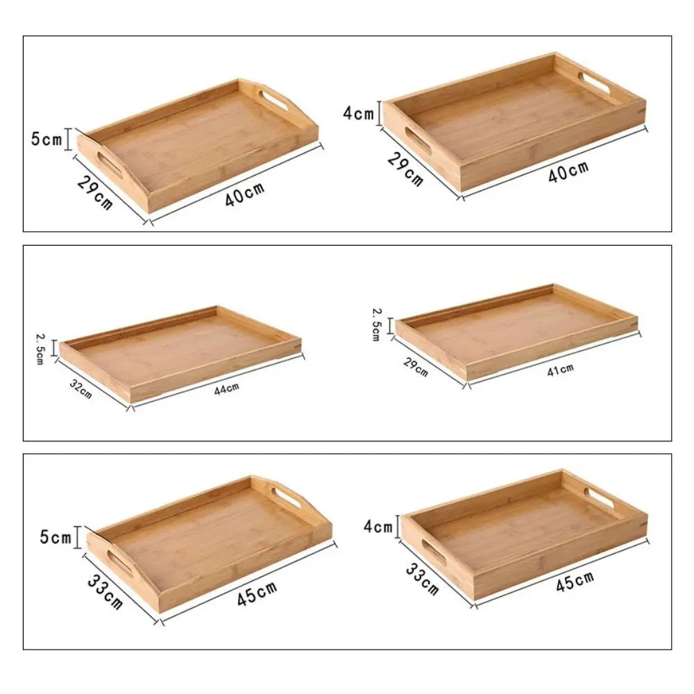 Retro Bamboo Storage Tray Organizer – Coffee Table & Tea Tray Bamboo Serving Tray Axl