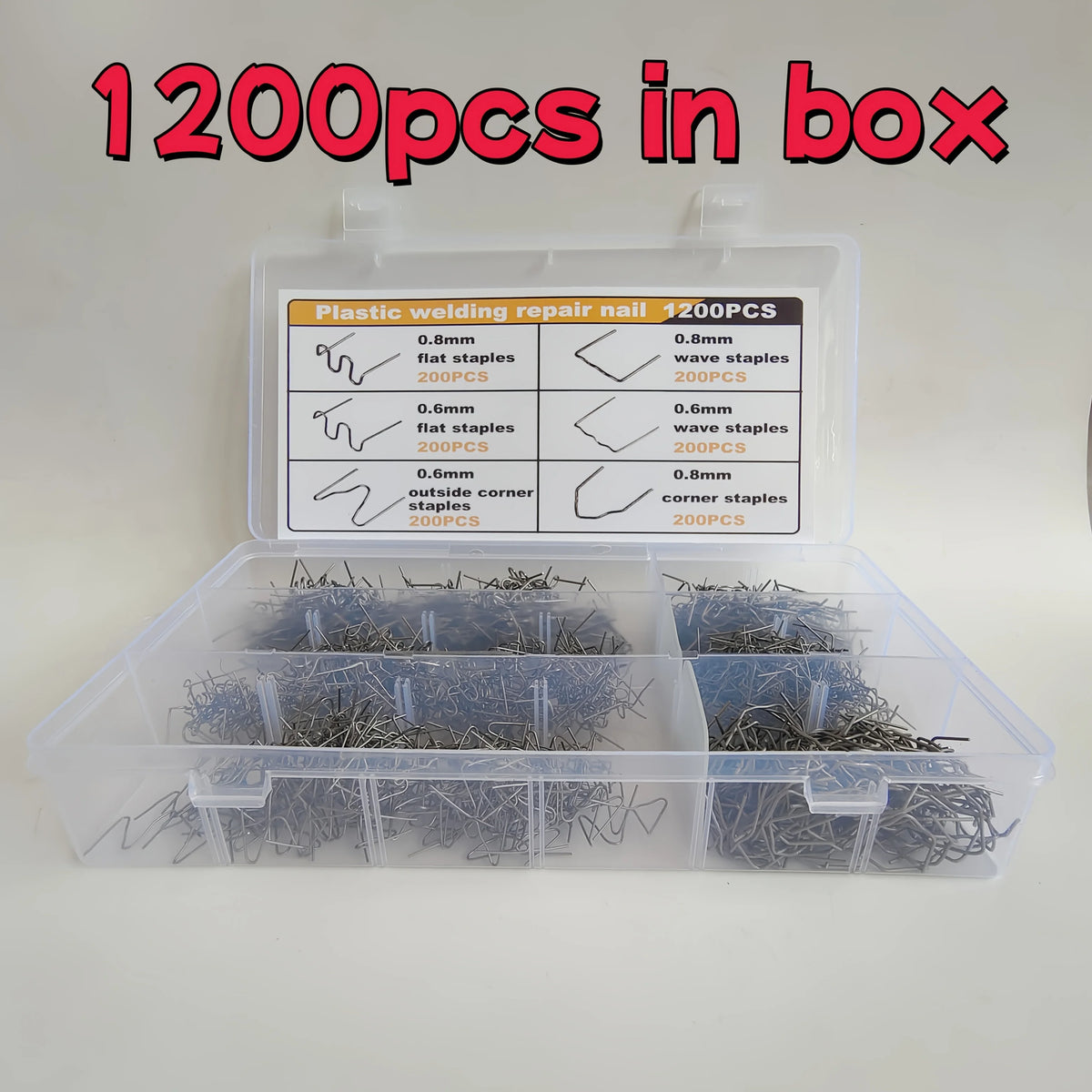 Hot Staples Plastic Welding Kit 0.6mm & 0.8mm – Car Bumper Plastic Welding Kit Axl 1200pcs In Box No plug