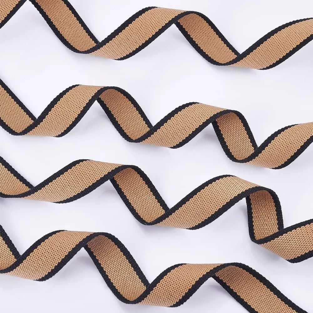 Tan & Black Striped Polyester Braid Ribbon – 10 Yards, 1-1/4" Craft Ribbon Axl