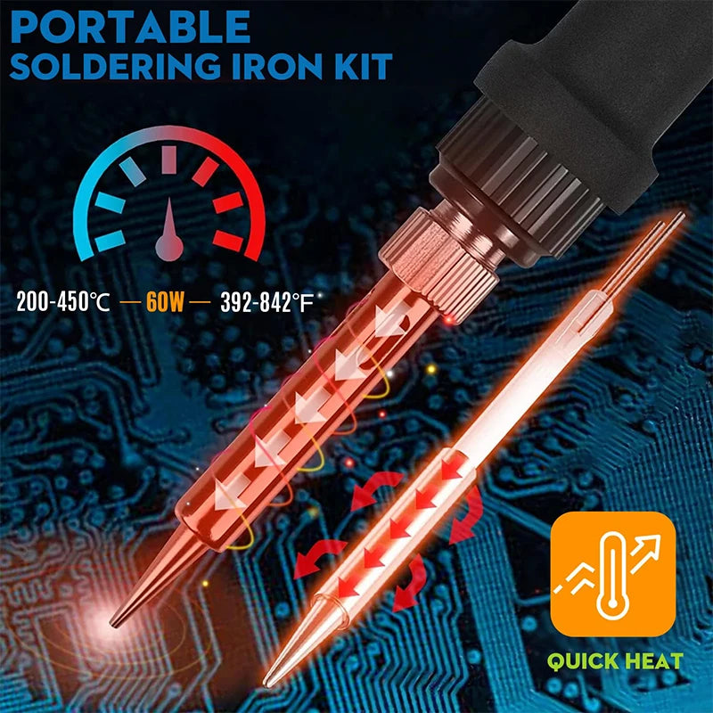 60W Adjustable Electric Soldering Iron Kit 220V | Rework Tool Soldering Iron Kit Axl