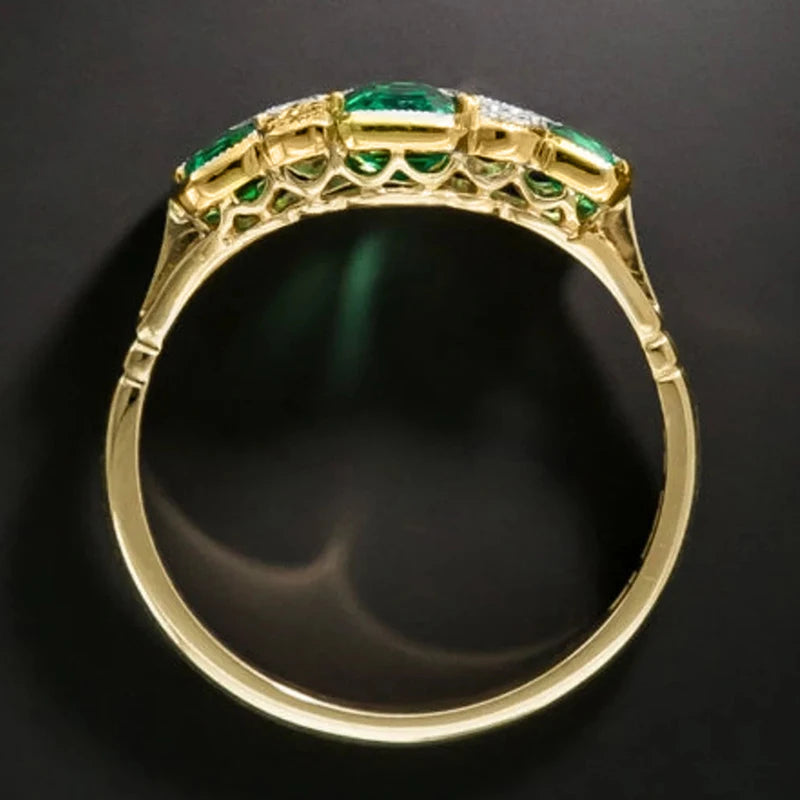 Huitan Vintage Geometric CZ Women's Ring – Gold Tone Party Ring Fashion Ring Axl