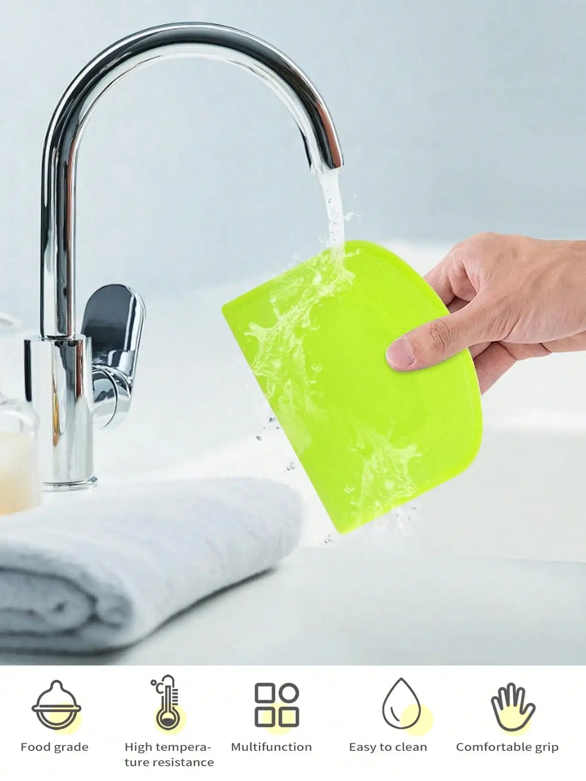 Leeseph 2-Piece Flexible Plastic Dough Scraper & Bowl Cutter Dough Scraper Set Axl