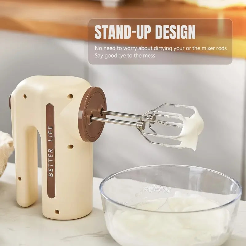 Cordless Electric Hand Mixer 5 Speed – 2 Stainless Whisks Cordless Hand Mixer Axl