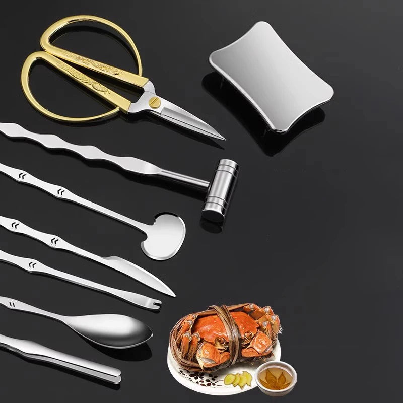 8-Piece Stainless Steel Crab & Seafood Tool Set | PLYS Seafood Tool Set Axl