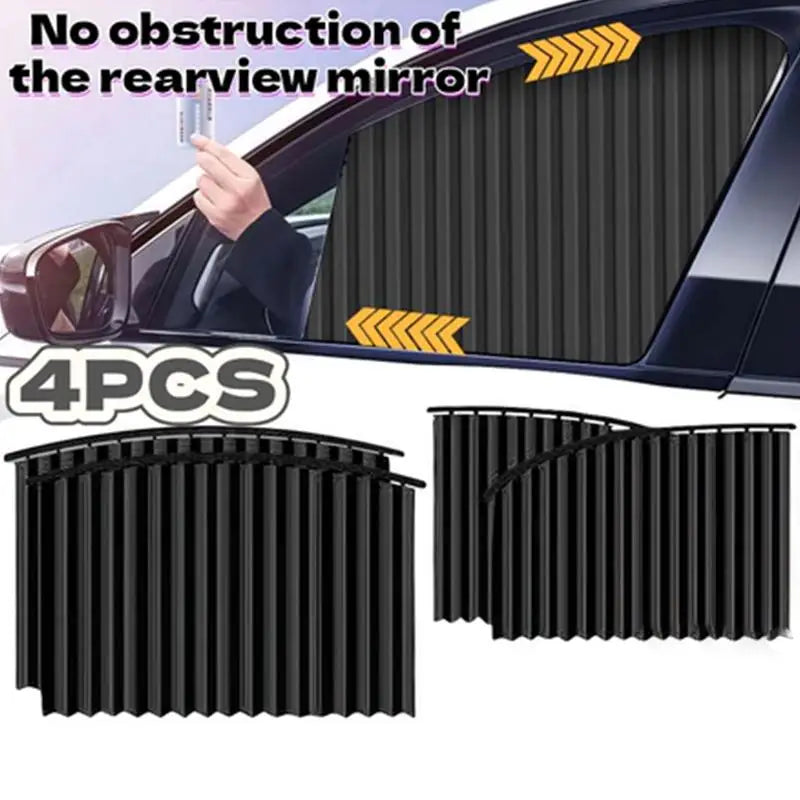 4-Pc Magnetic Car Window Curtains – Retractable Sun Shade Set Car Window Curtains Axl
