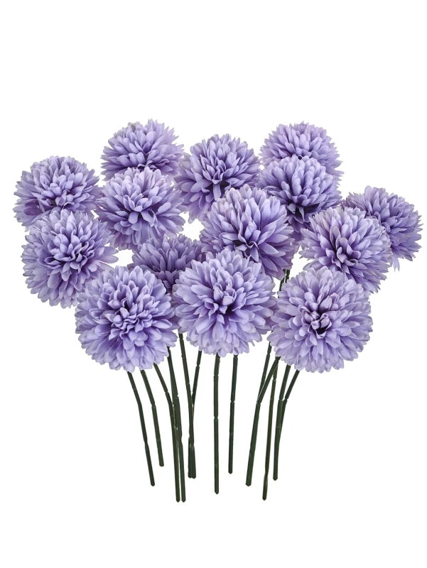 Silk Artificial Dandelion Hydrangea Flowers | Wedding & Home Décor Artificial Silk Flowers Axl plum 20 pcs