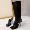 Women's Square Toe Mid-Calf High Heel Zip Boots | Summer Style High Heel Boots Axl 985 40