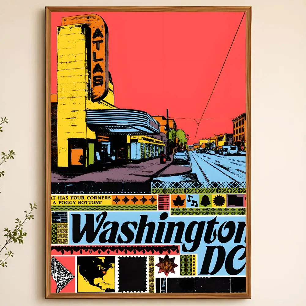 Washington Neighborhood Poster – Self-Adhesive Waterproof Wall Art Decorative Wall Poster Axl