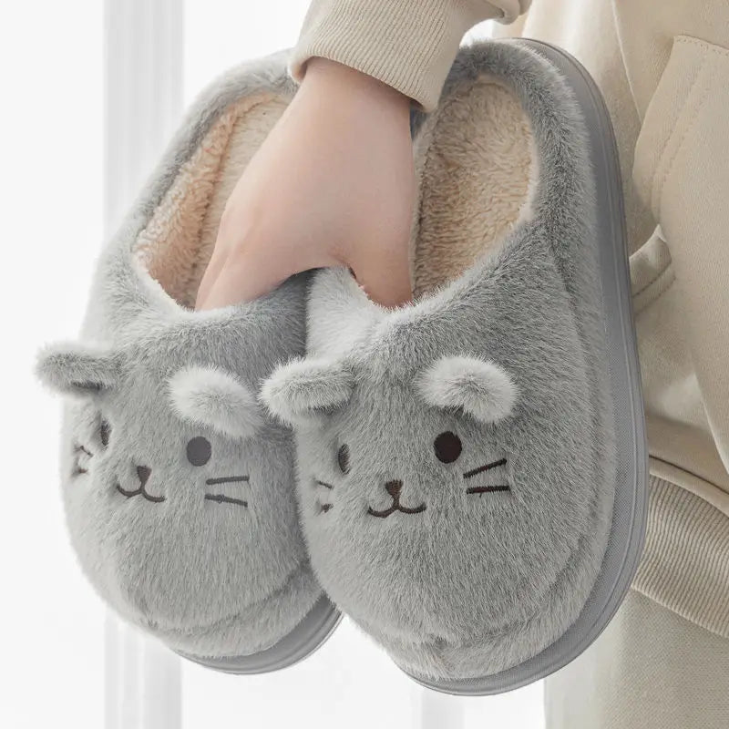 Women's Faux Fur Cat Slippers – Cozy Indoor Slides Size 36–45 Faux Fur Slippers Axl Gray A-Slides 40-41 China Mainland