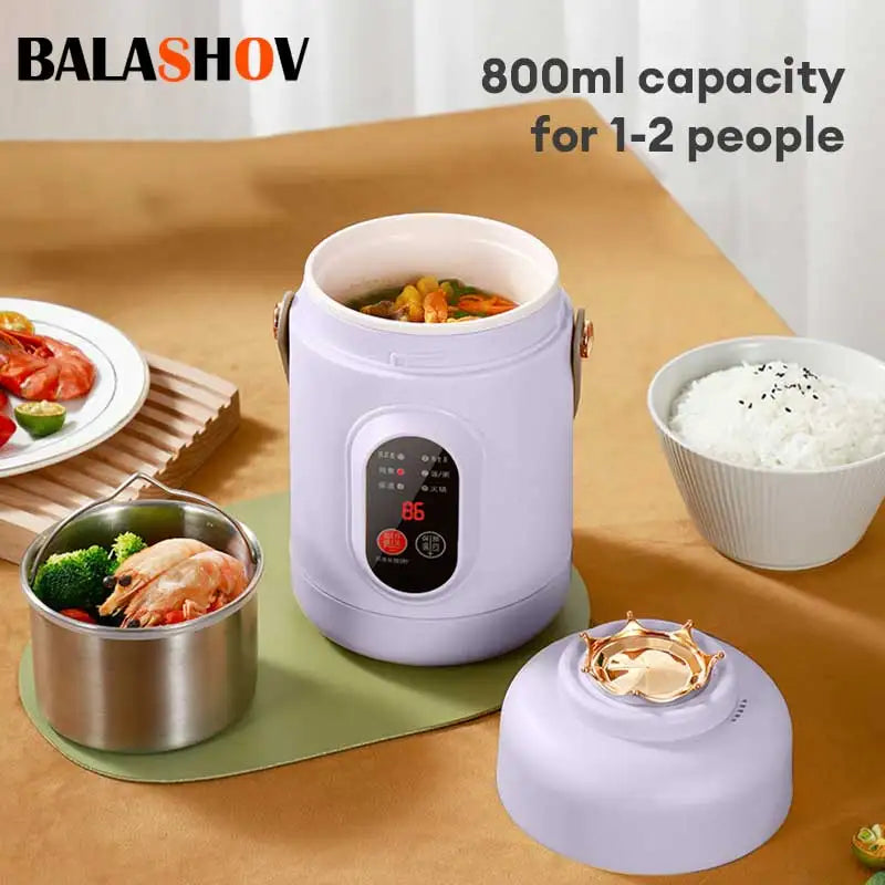 BALASHOV Portable Mini Rice Cooker & Electric Hot Pot 800ML Portable Rice Cooker Axl