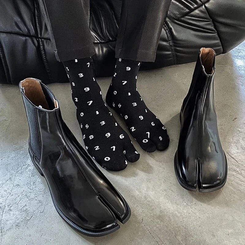 Women's Split Toe Tabi Chelsea Boots – Patent Leather Ankle Boot Tabi Ankle Boots Axl