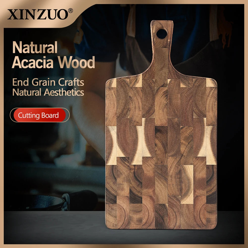 XINZUO Acacia End Grain Cutting Board 41x22cm | Ergonomic Wood Cutting Board Axl Default Title