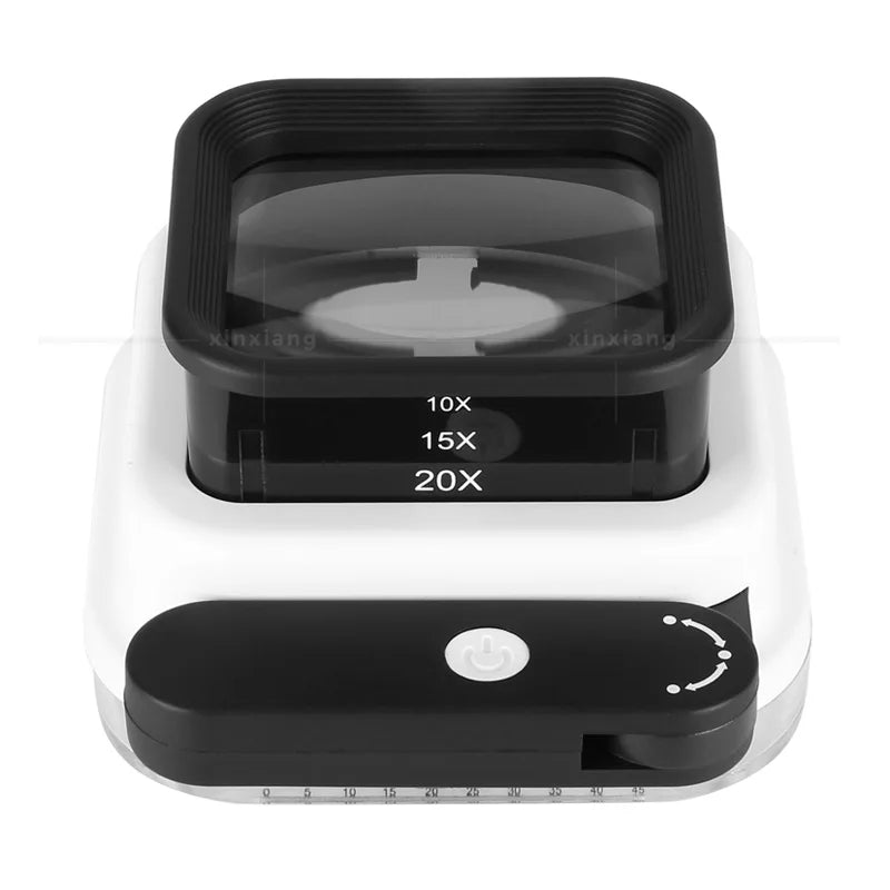 10X 15X 20X Foldable LED Magnifier with Scale | Handheld Loupe LED Handheld Magnifier Axl WHITE 10x 15x 20x