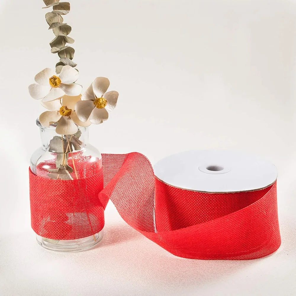 Red Polyester Burlap Ribbon 60mm 20m Roll – Craft & Décor Craft Ribbon Axl