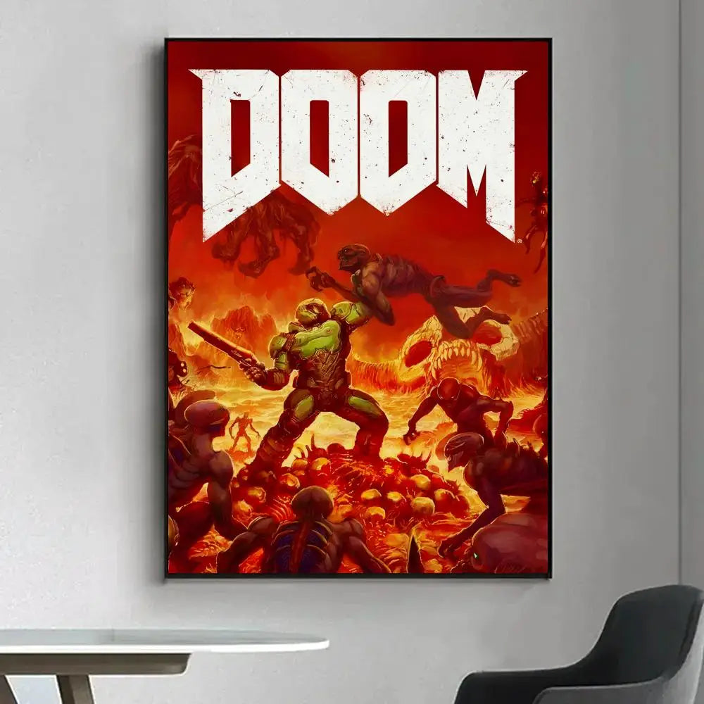 DOOM Eternal HD Game Poster – Waterproof Wall Art Decor Wall Art Poster Axl
