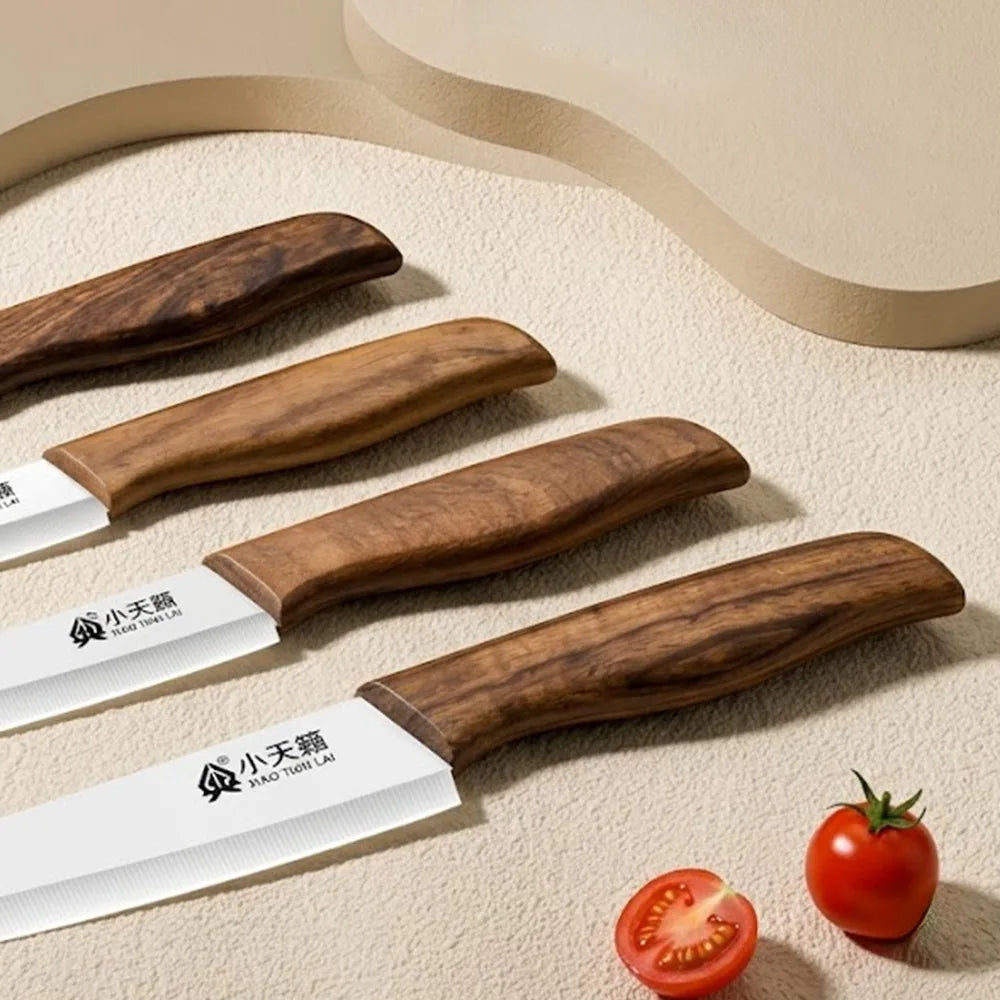 PLYS Ceramic Knife Set with Wooden Handle & Peeler Ceramic Knife Set Axl