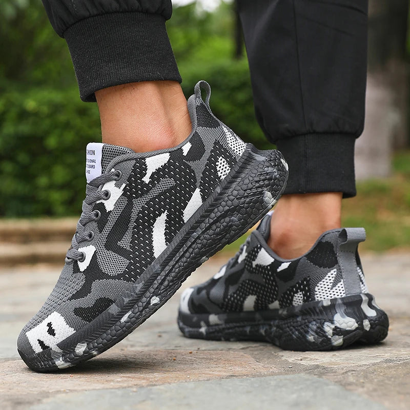 ZULIWAGN Men's Camo Mesh Sneakers – Lightweight & Breathable Men's Sneakers Axl Gray 39