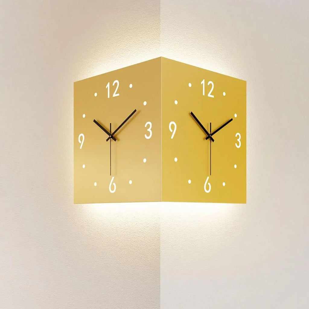 Double-Sided Corner Wall Clock – Silent Sensor Luminous Decor Decorative Wall Clock Axl