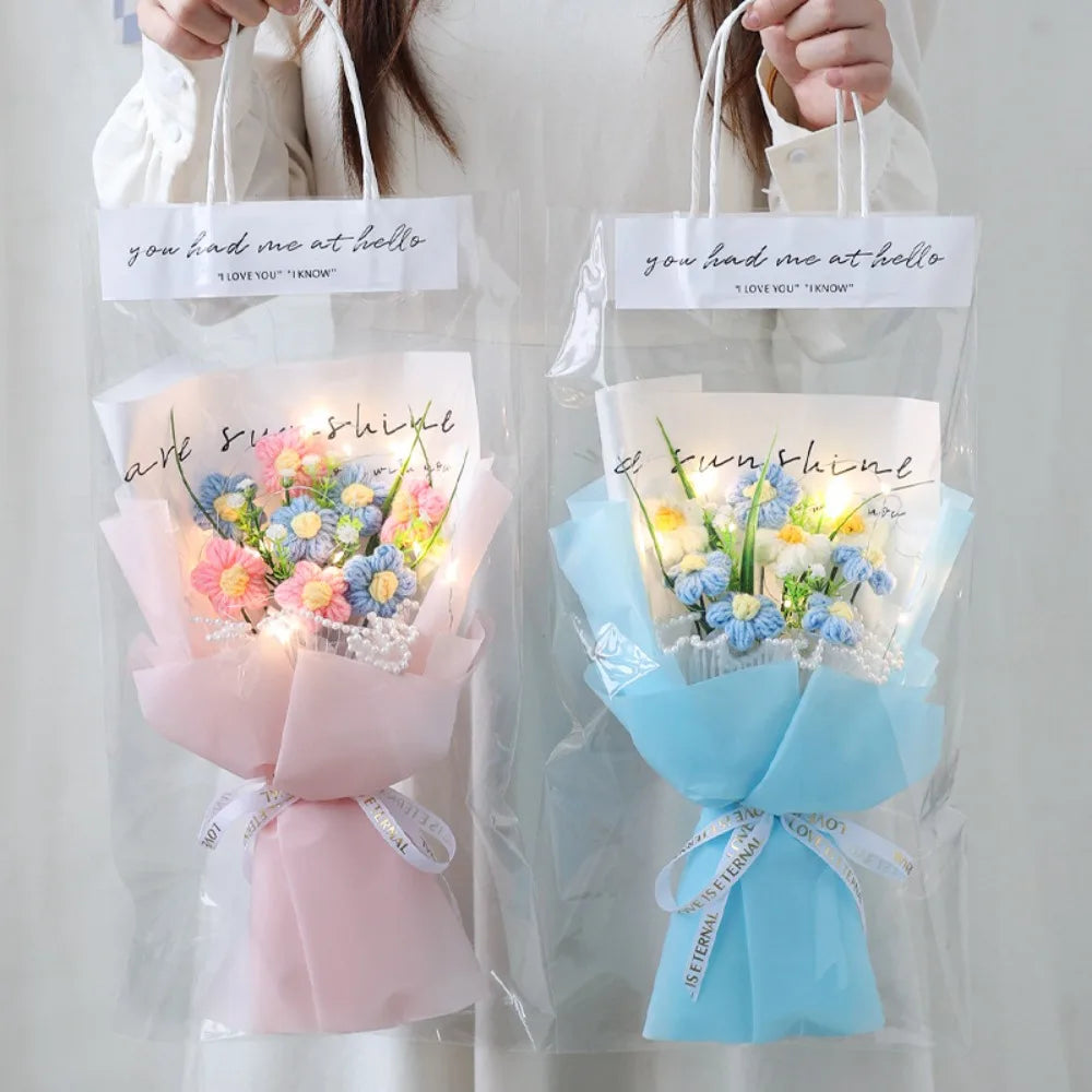 Hand Knitted Crochet Flower Bouquet with LED Lights – Eternal Artificial Flower Bouquet Axl