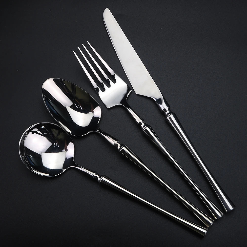 304 Stainless Steel Flatware Set – Steak Knife, Fork & Spoon Flatware Set Axl