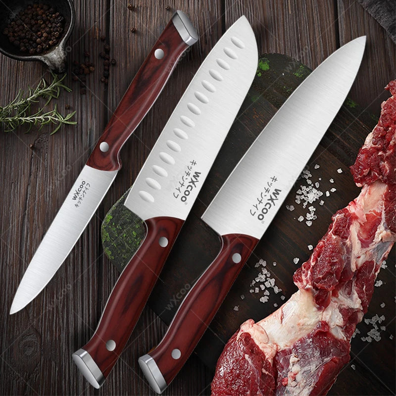 WXCOO Japanese Chef Knife Set – Sharp Stainless Steel Kitchen Chef Knife Set Axl