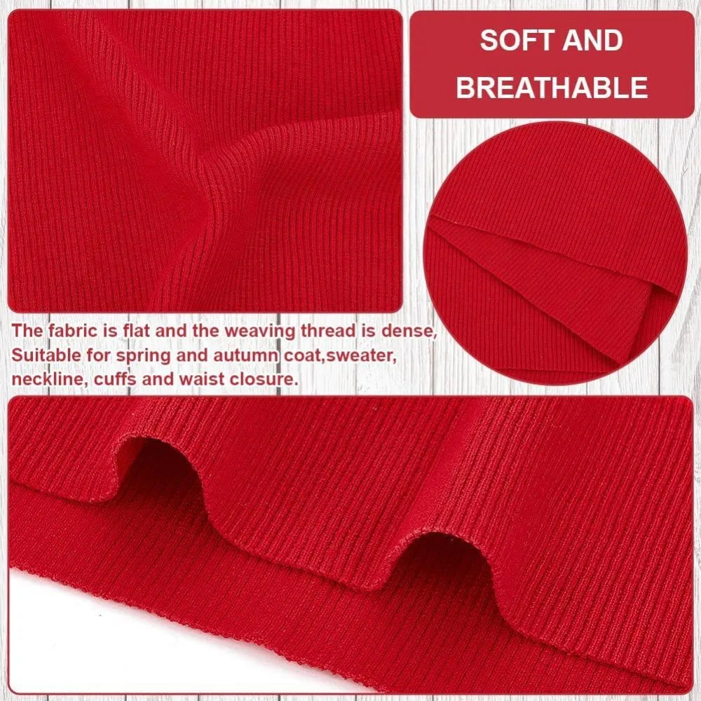 Red Ribbed Knit Cuff Fabric – Stretch Woven, 25×8.6 in Ribbed Knit Fabric Axl