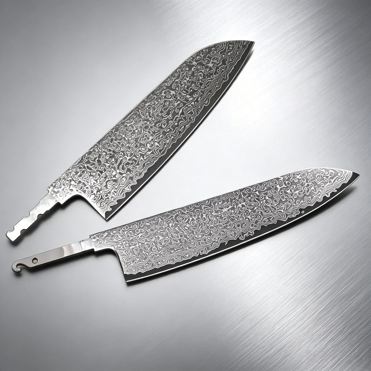 Damascus Steel Blank Blade Set – Chef, Santoku & Nakiri DIY Knife Making Blank Axl