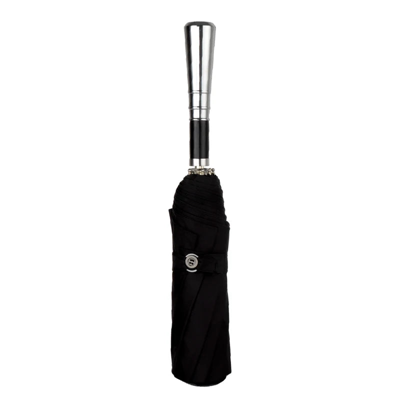 Luxury Windproof Folding Umbrella – Silver Handle Business Parasol Folding Umbrella Axl