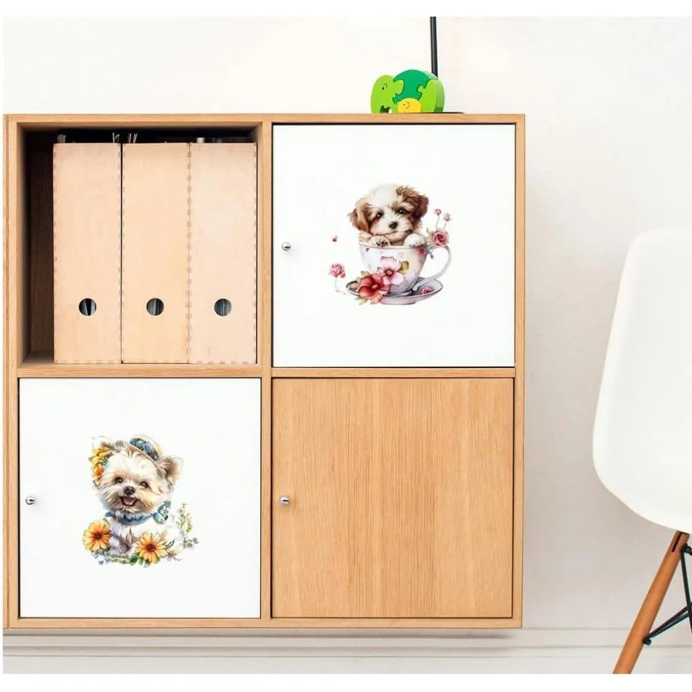 Rub-On Transfer Decals Dogs & Flowers 6×12" 3-Pack UV DTF Craft Transfer Decals Axl