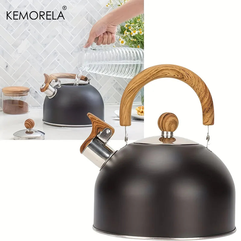 KEMORELA 2.5L Stainless Steel Whistle Kettle – Gas & Induction Stovetop Whistle Kettle Axl