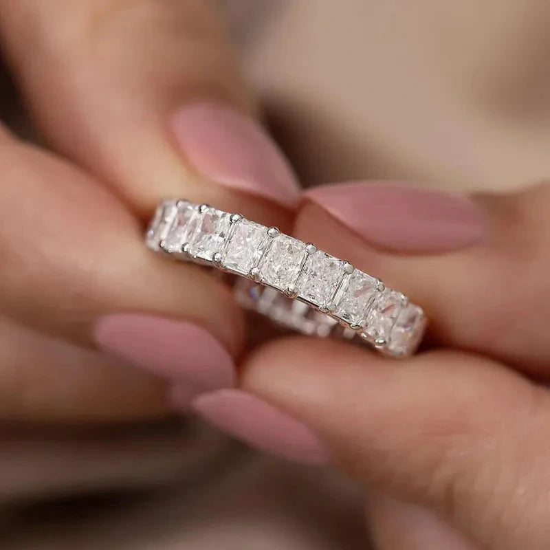 Huitan 5-Piece CZ Wedding Ring Set for Women | Brass & Zirconia Wedding Ring Set Axl