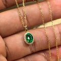 Huitan Green Cubic Zirconia Gold Pendant Necklace – Women Pendant Necklace Axl XL846 45cm
