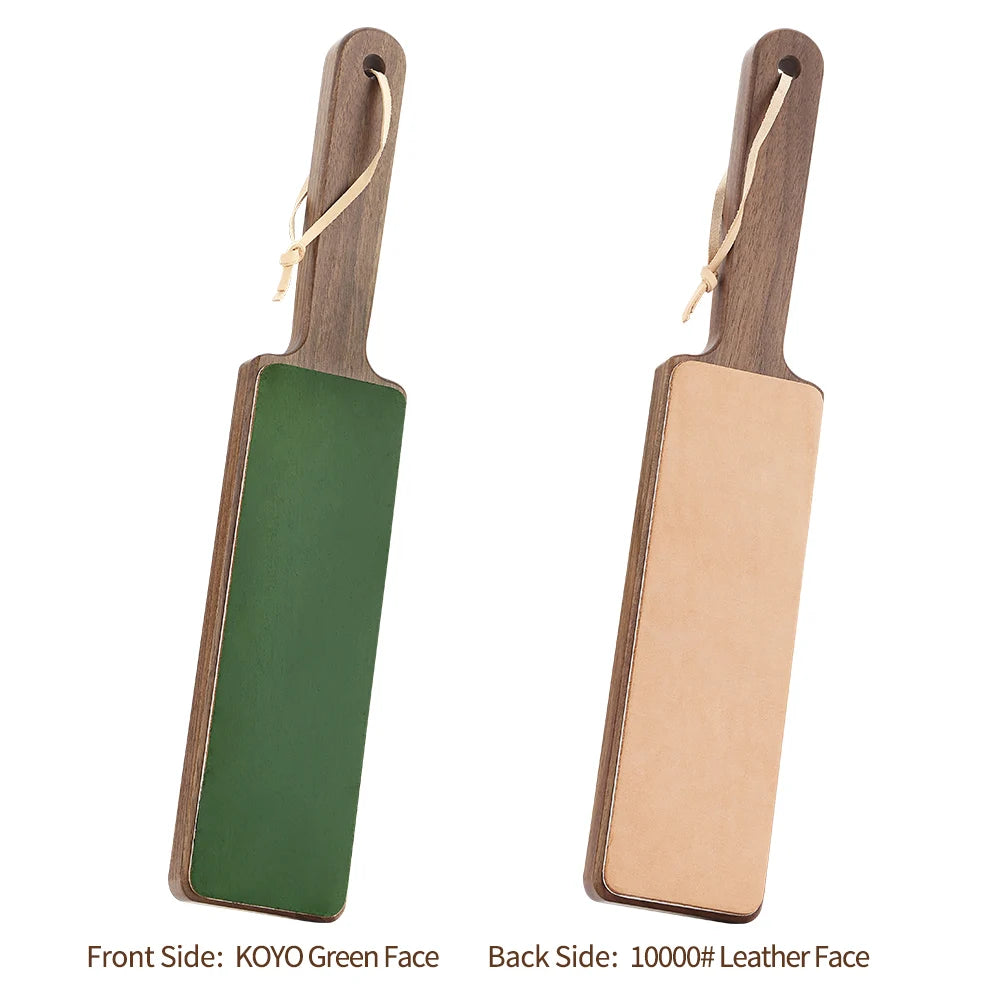 XINZUO Double-Sided Leather Strop Kit – Walnut Handle Stropping Block Leather Stropping Block Axl 1PC L