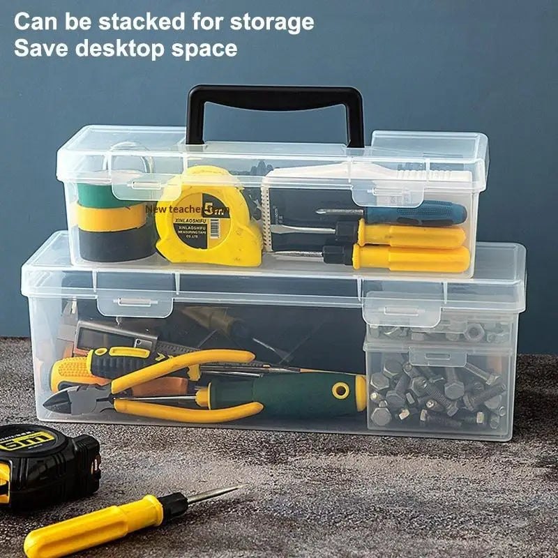 Transparent Portable Toolbox – Large Capacity Hardware Organizer Tool Storage Box Axl