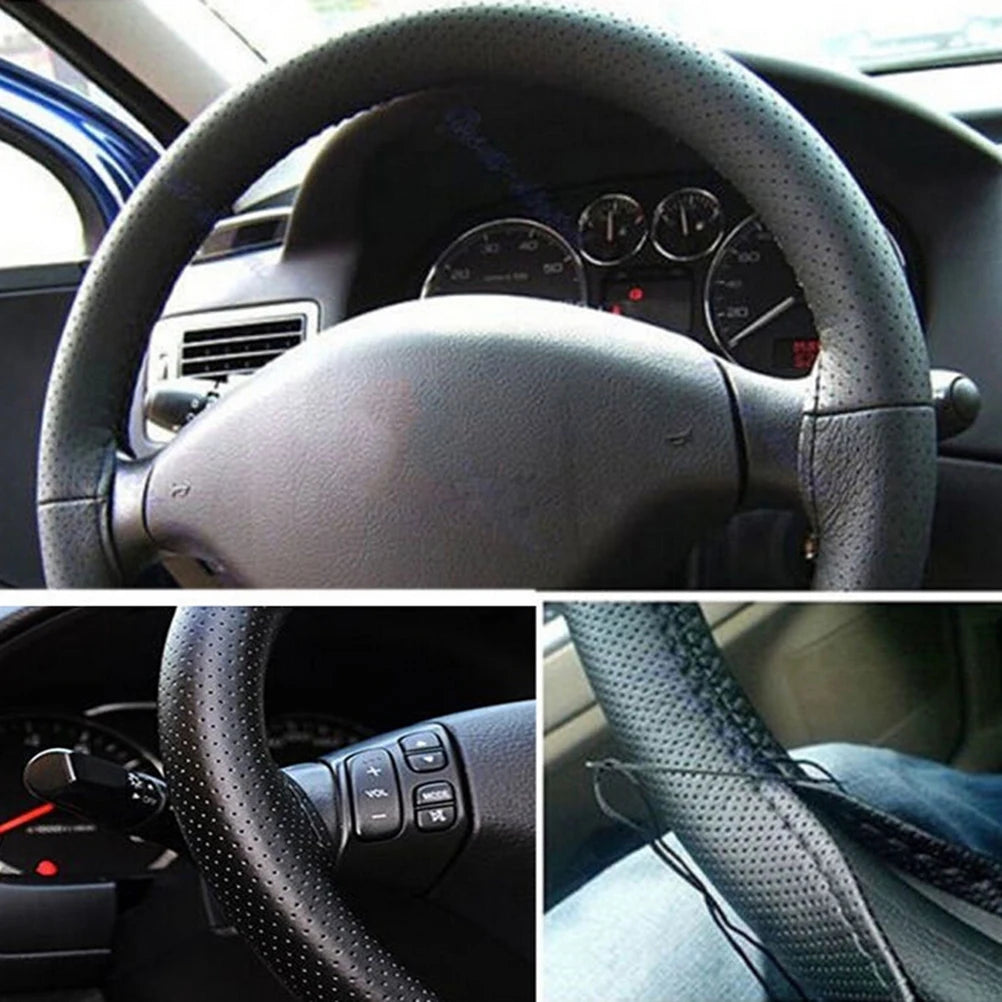 DIY PU Leather Steering Wheel Cover with Needle & Thread Steering Wheel Cover Axl