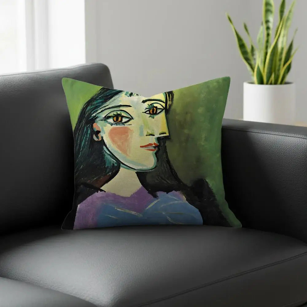 Picasso Art Linen Cushion Cover | Sofa, Bed & Chair Pillow Decorative Cushion Cover Axl White2 60X60cm