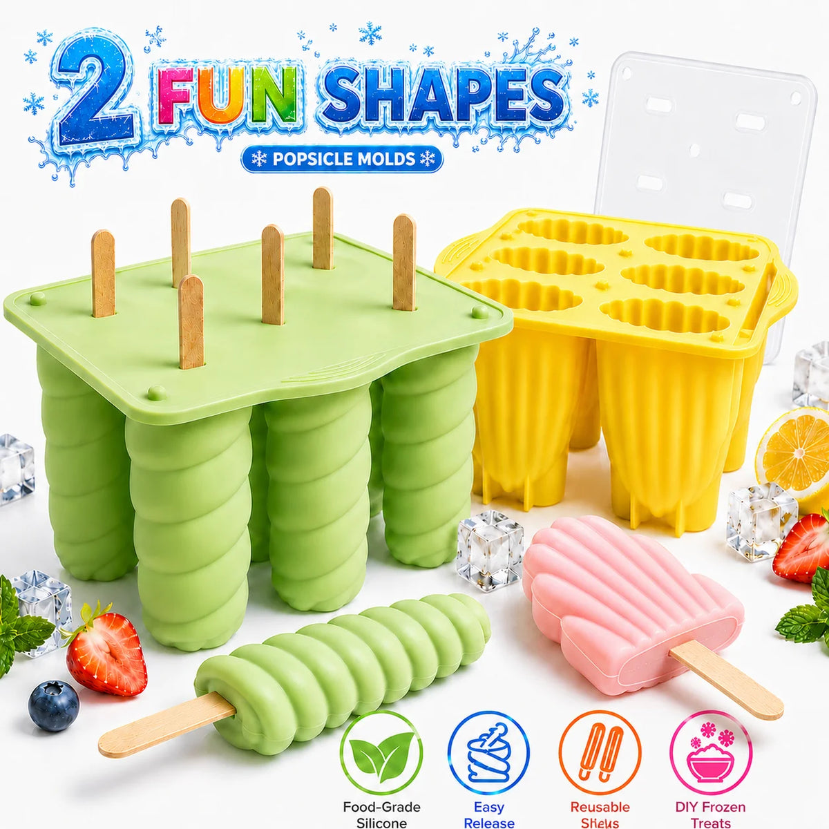 Silicone Popsicle Molds – 3D Spiral & Shell Ice Pop Maker Ice Pop Mold Axl