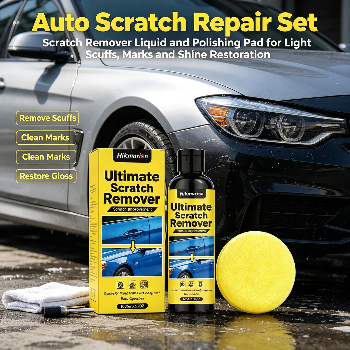 Car Paint Scratch Remover Kit – Polish, Restore Gloss & Shine Car Paint Polish Kit Axl