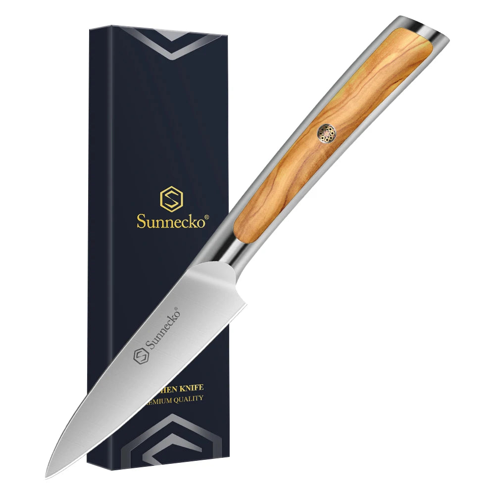 Sunnecko Japanese Chef Knife – 1.4116 Steel & Olive Wood Handle Japanese Chef Knife Axl 3.5 Inch Paring China Mainland