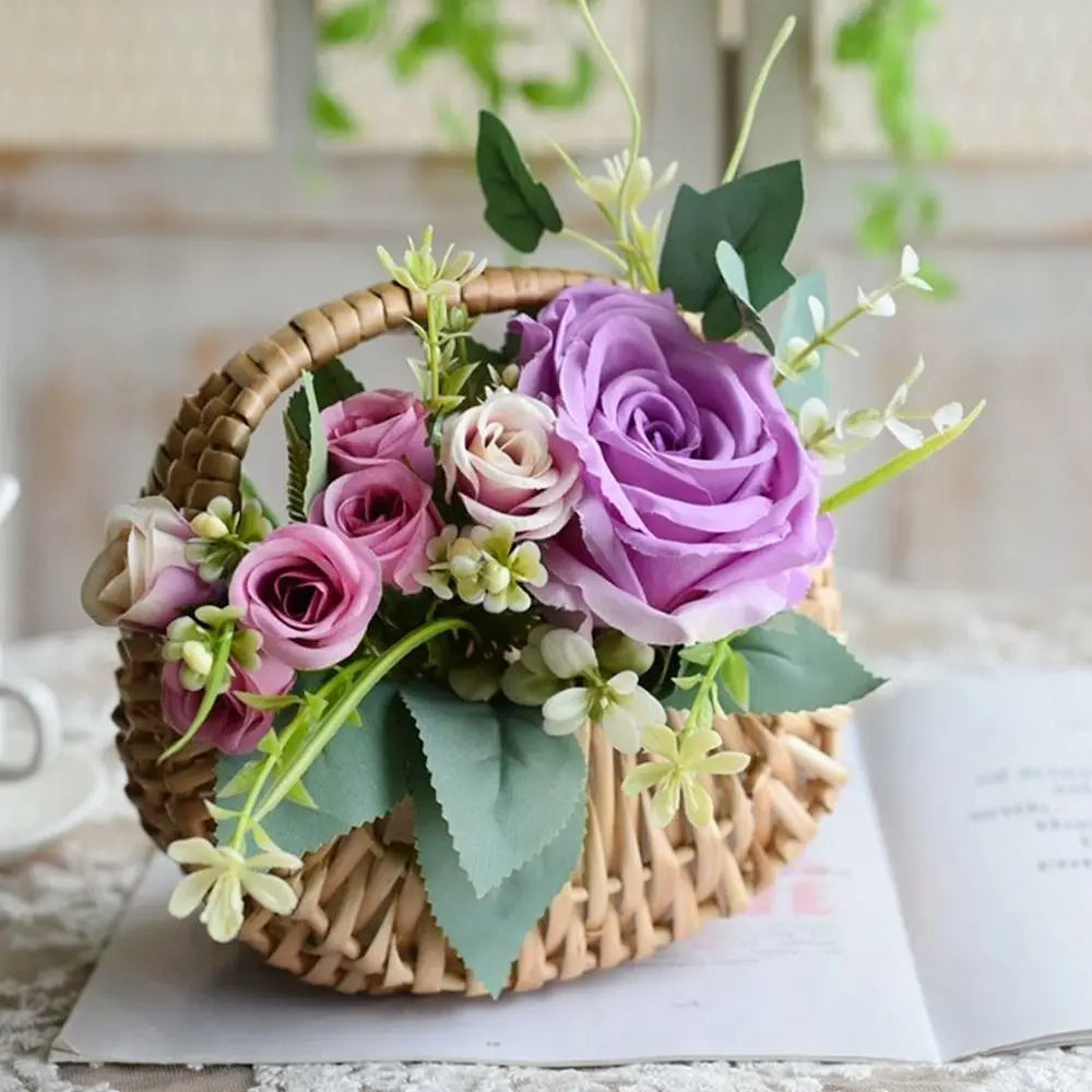 Willow Rattan Flower Basket – Half Moon Wicker with Handle Wicker Storage Basket Axl