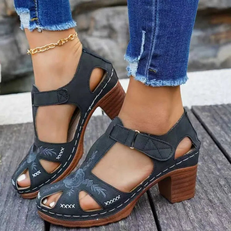 Women's Open-Toe High Heel Sandals – Elegant Roman Style High Heel Sandals Axl 37 black