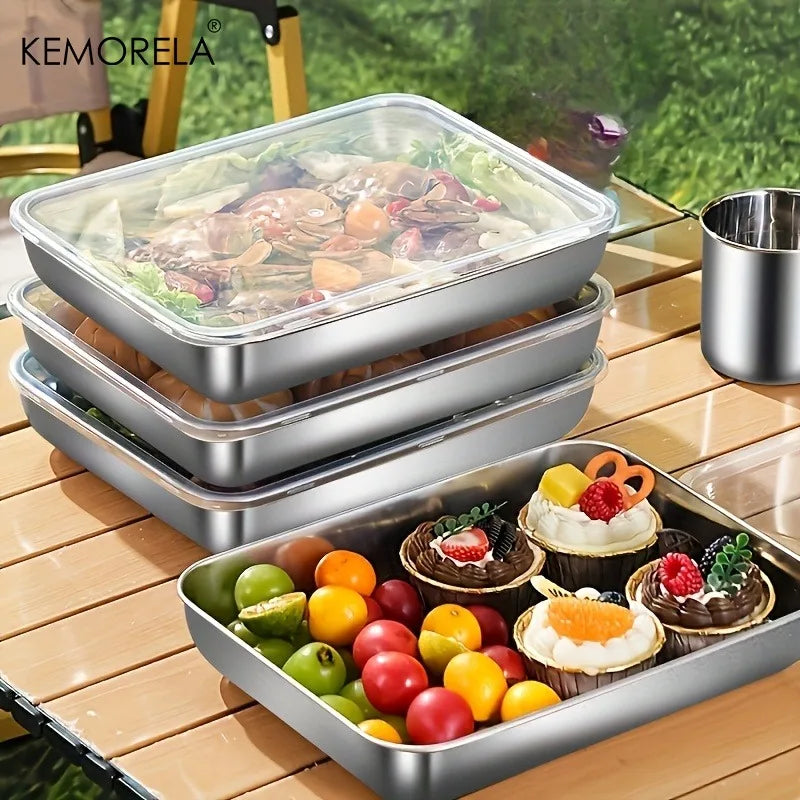 5-Pc Stainless Steel Leakproof Stackable Lunch Box Set Food Storage Containers Axl